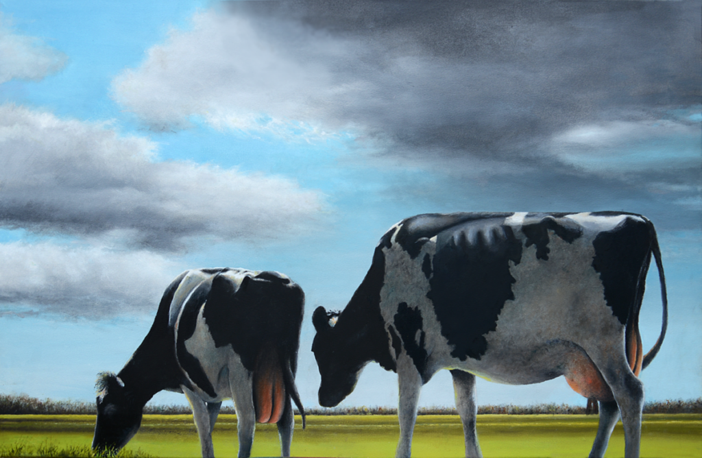 'Cows in Waterland', 60 x 90 cm. Oil on canvas.
